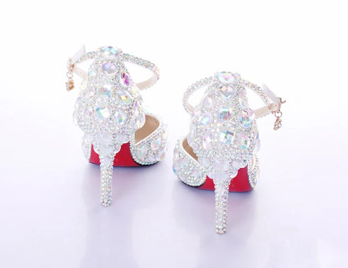 Elegant Crystal Rhinestone Gladiator Sandals for Women - Perfect for Weddings, Parties, and Graduations